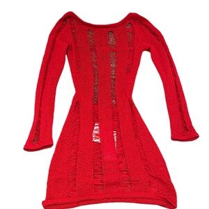 Red knit mini dress